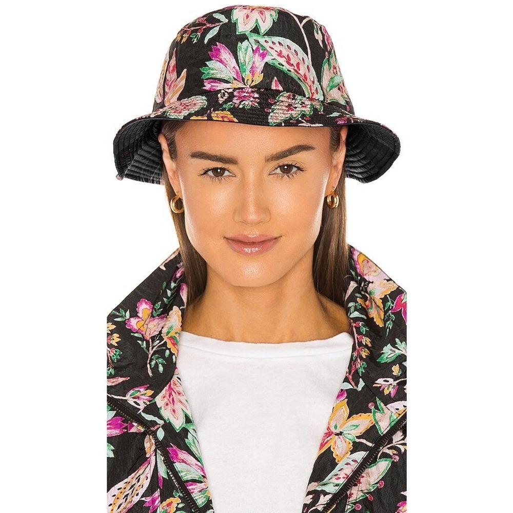 Isabel Marant Haley Bucket Hat Black Floral Reversible - Picture 3 of 9